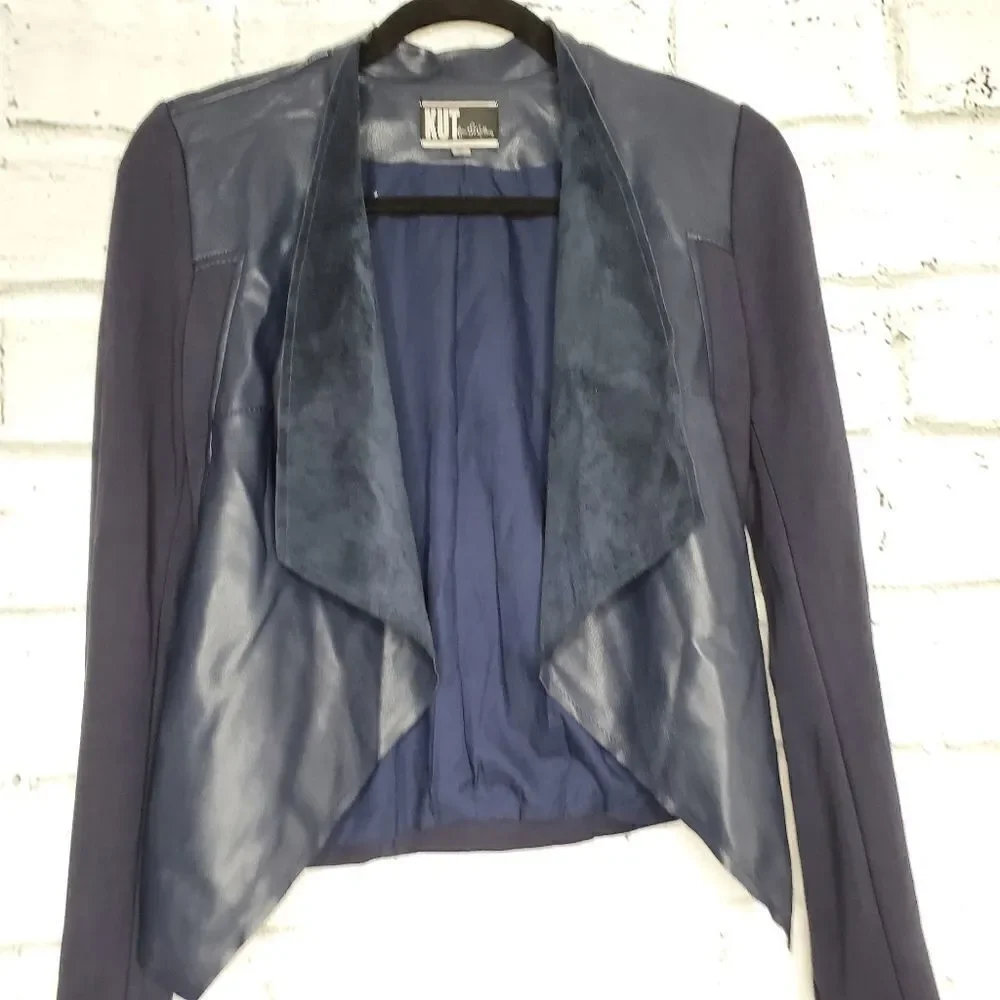 Kut from the Kloth Blue Draped Open Jacket